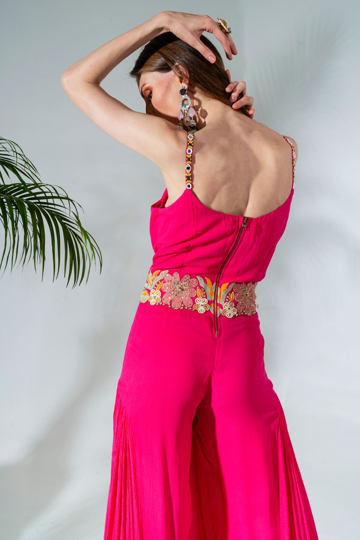 Fuchsia Pink Georgette Jumpsuit