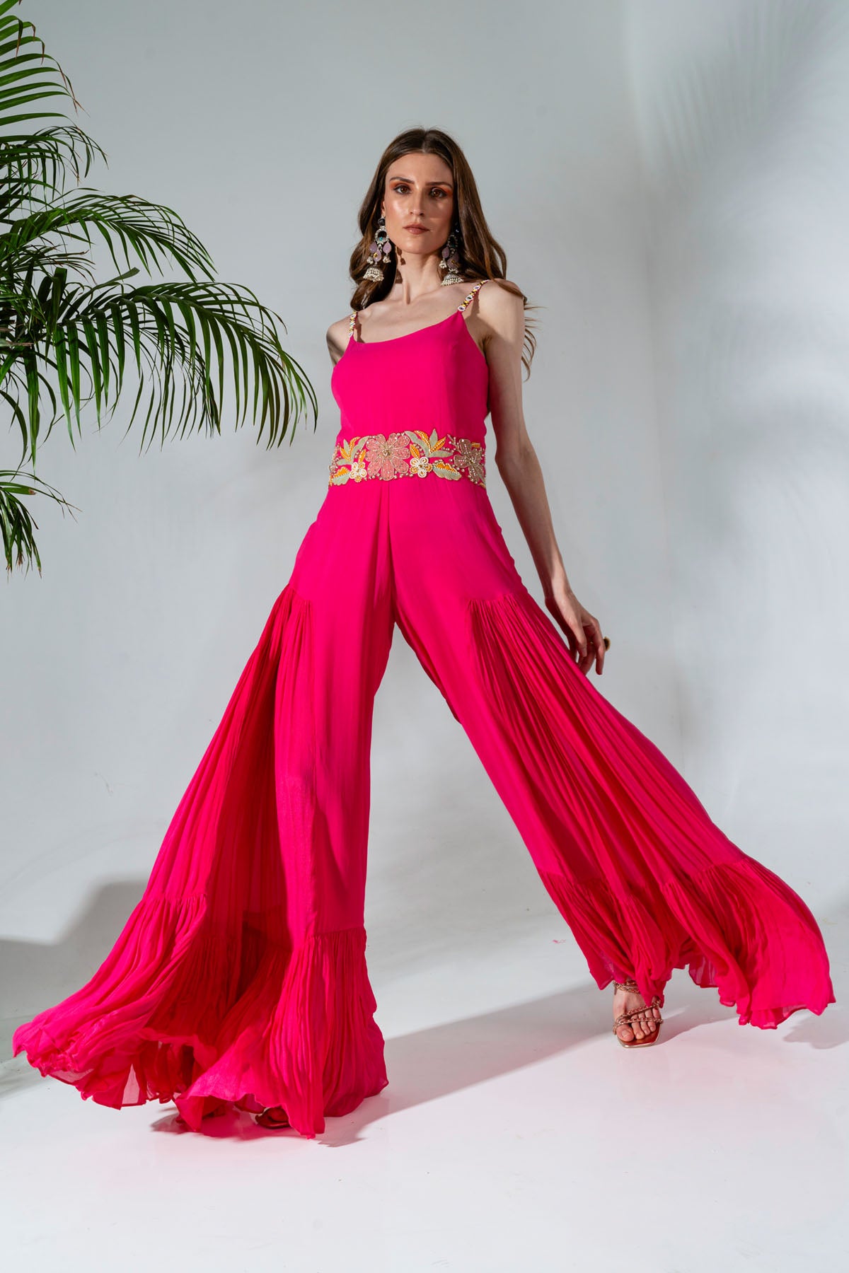 Fuchsia Pink Georgette Jumpsuit