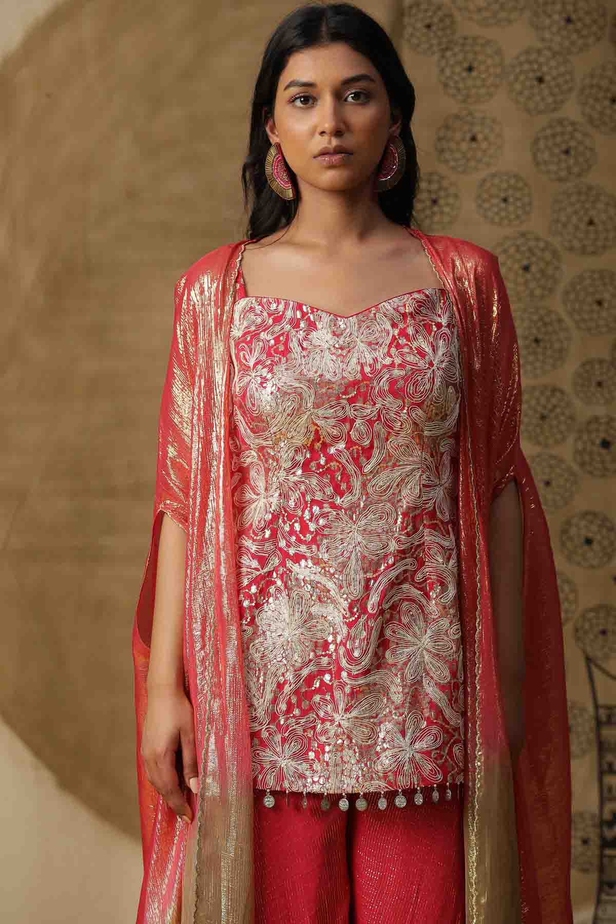 Fuchsia Pink Georgette Kurta Set