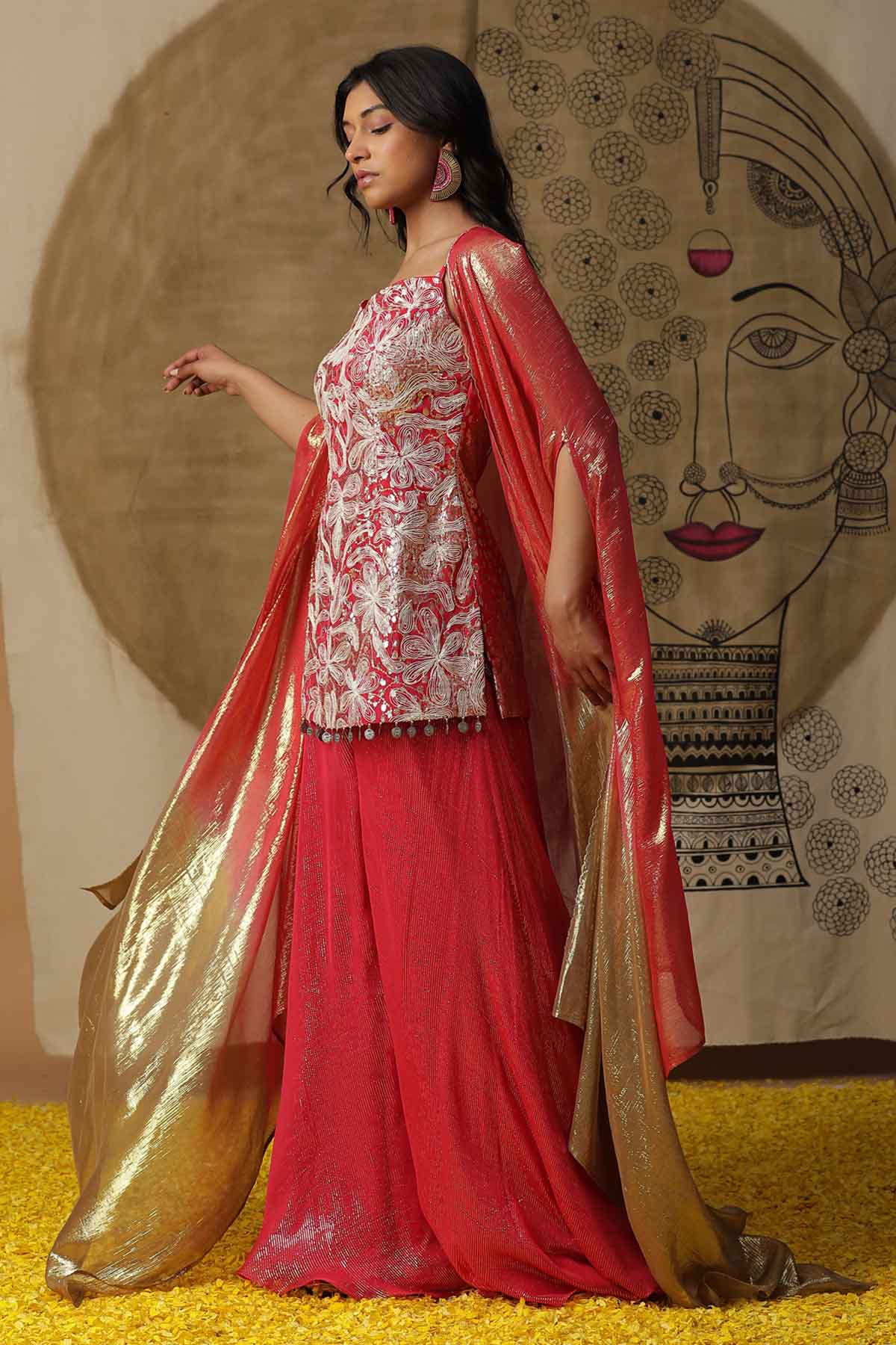 Fuchsia Pink Georgette Kurta Set