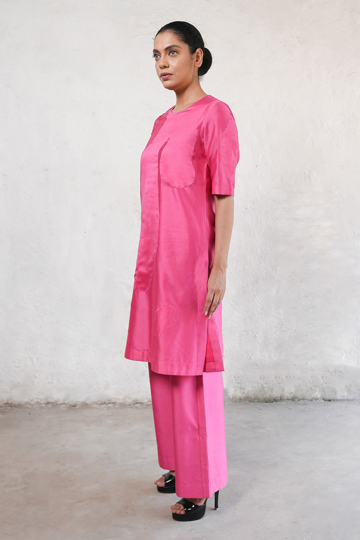 Fuchsia Applique Work Kurta Set