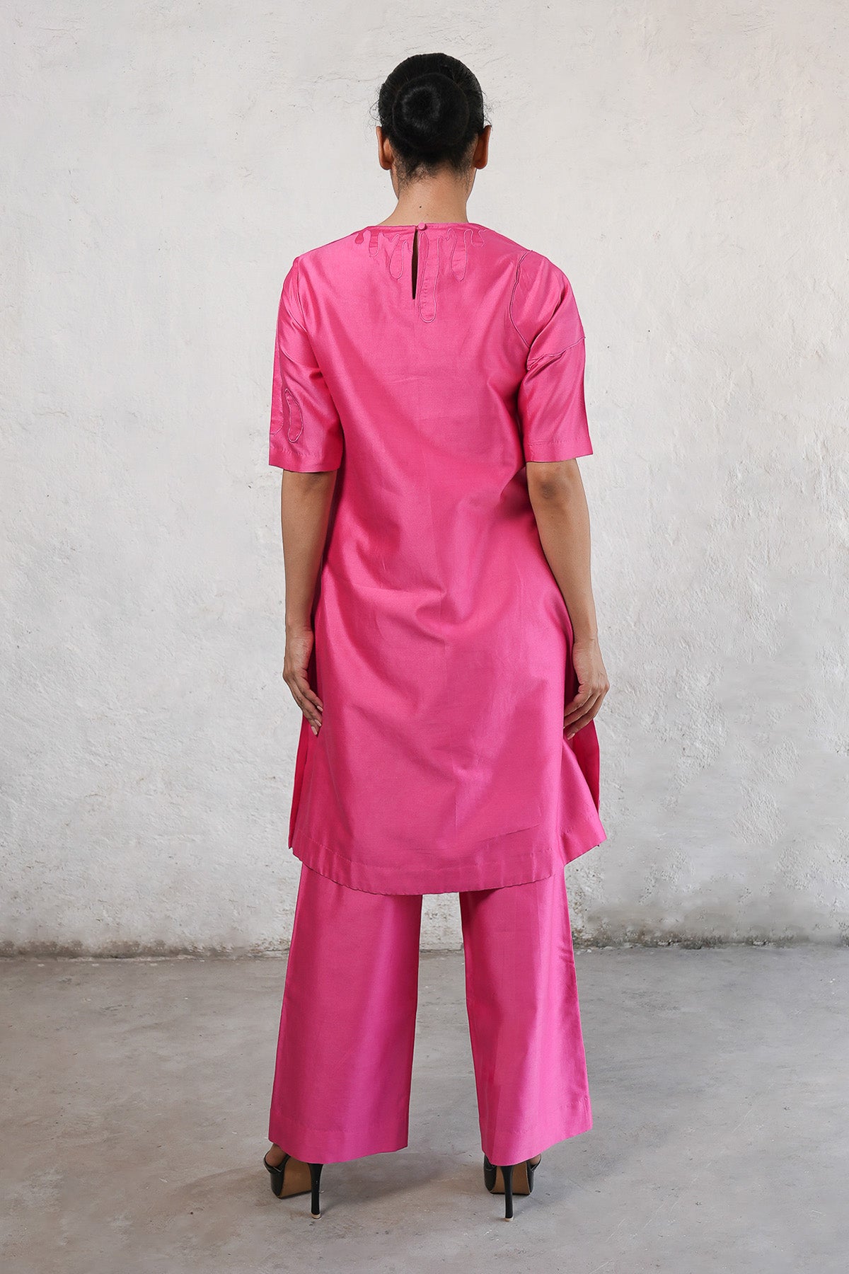 Fuchsia Applique Work Kurta Set