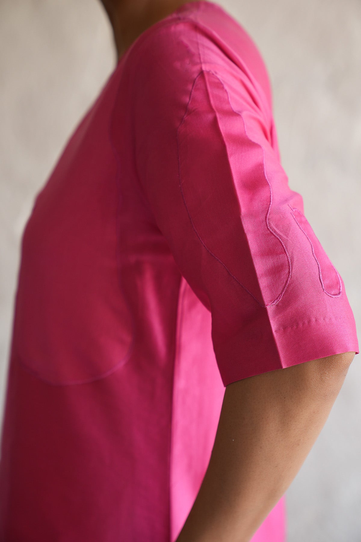 Fuchsia Applique Work Kurta Set