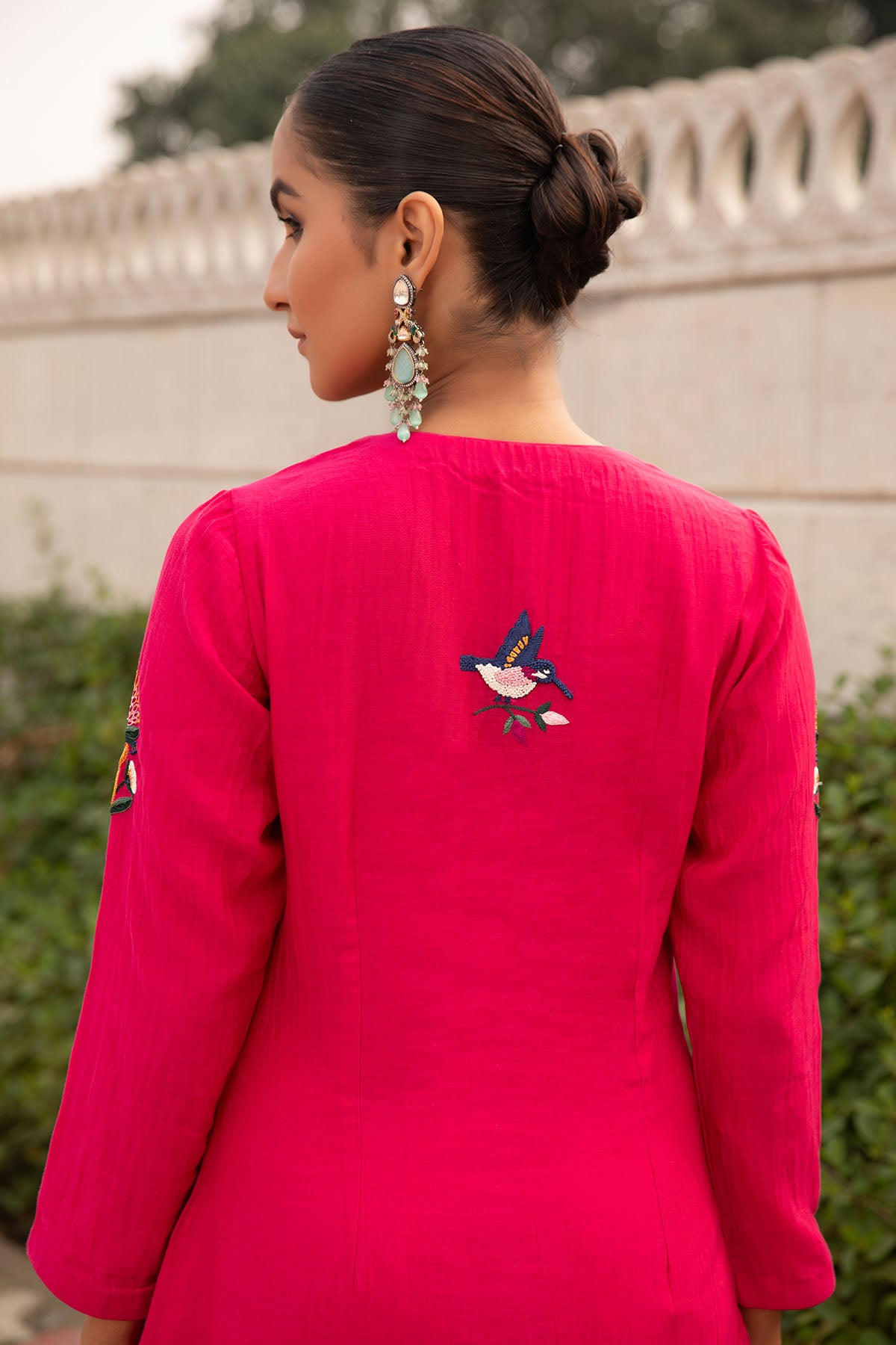 Fuchsia Asymmetrical Kurta Set