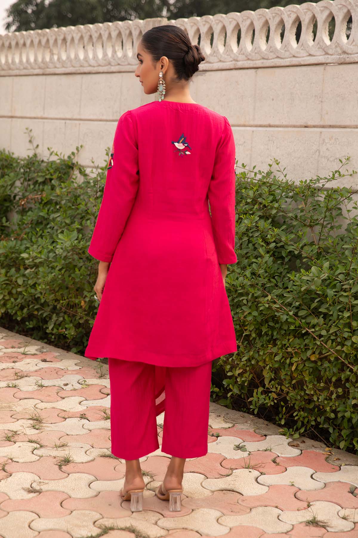 Fuchsia Asymmetrical Kurta Set