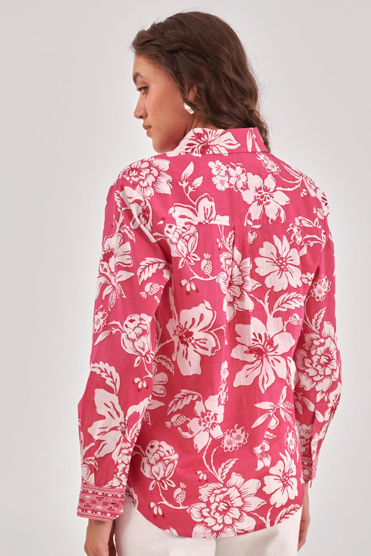 Fuchsia Cotton Printed Shirt