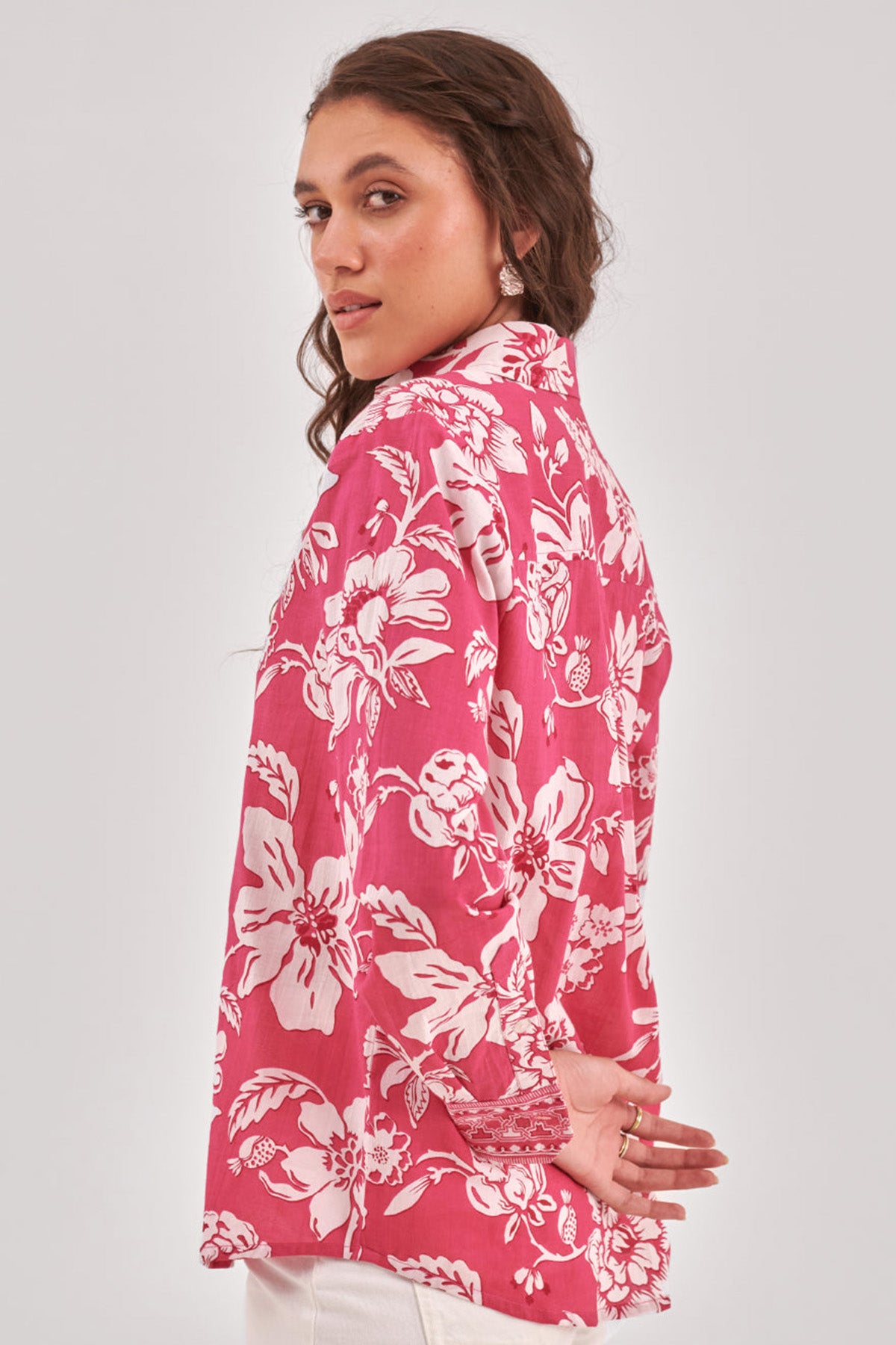 Fuchsia Cotton Printed Shirt