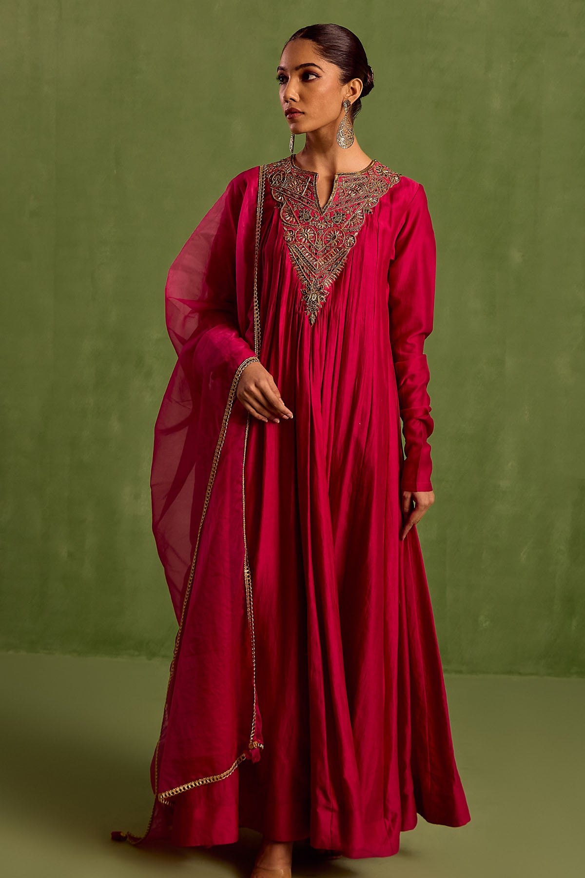 Fuchsia Embroidered Anarkali Set