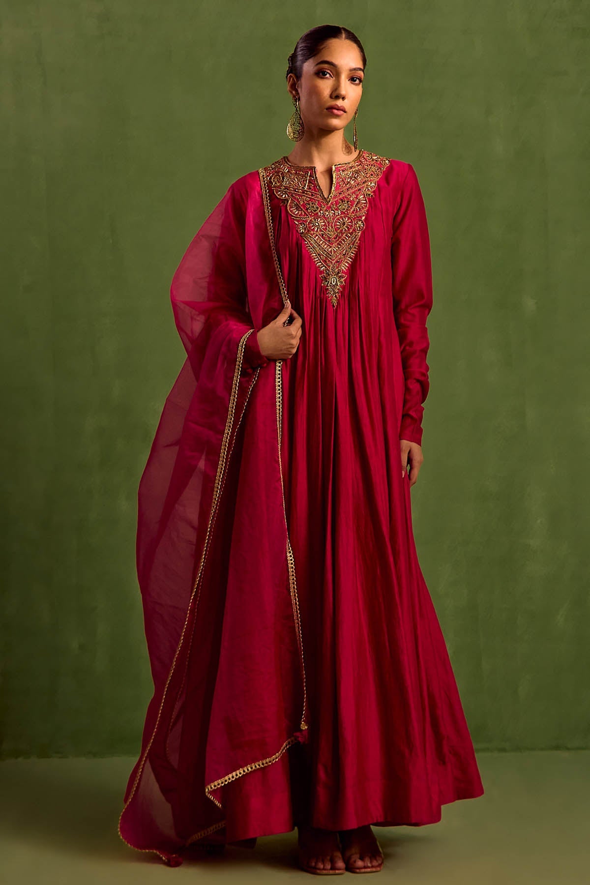 Designer Neha Khullar Fuchsia Embroidered Anarkali Set for Women Online