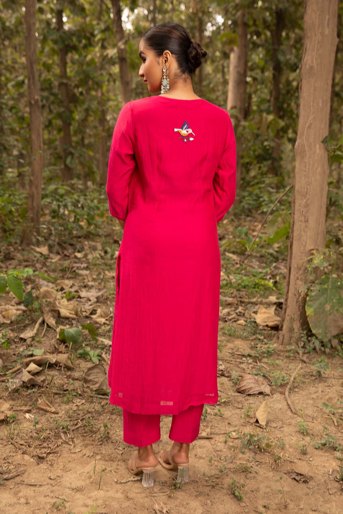 Fuchsia Embroidered Kurta Set