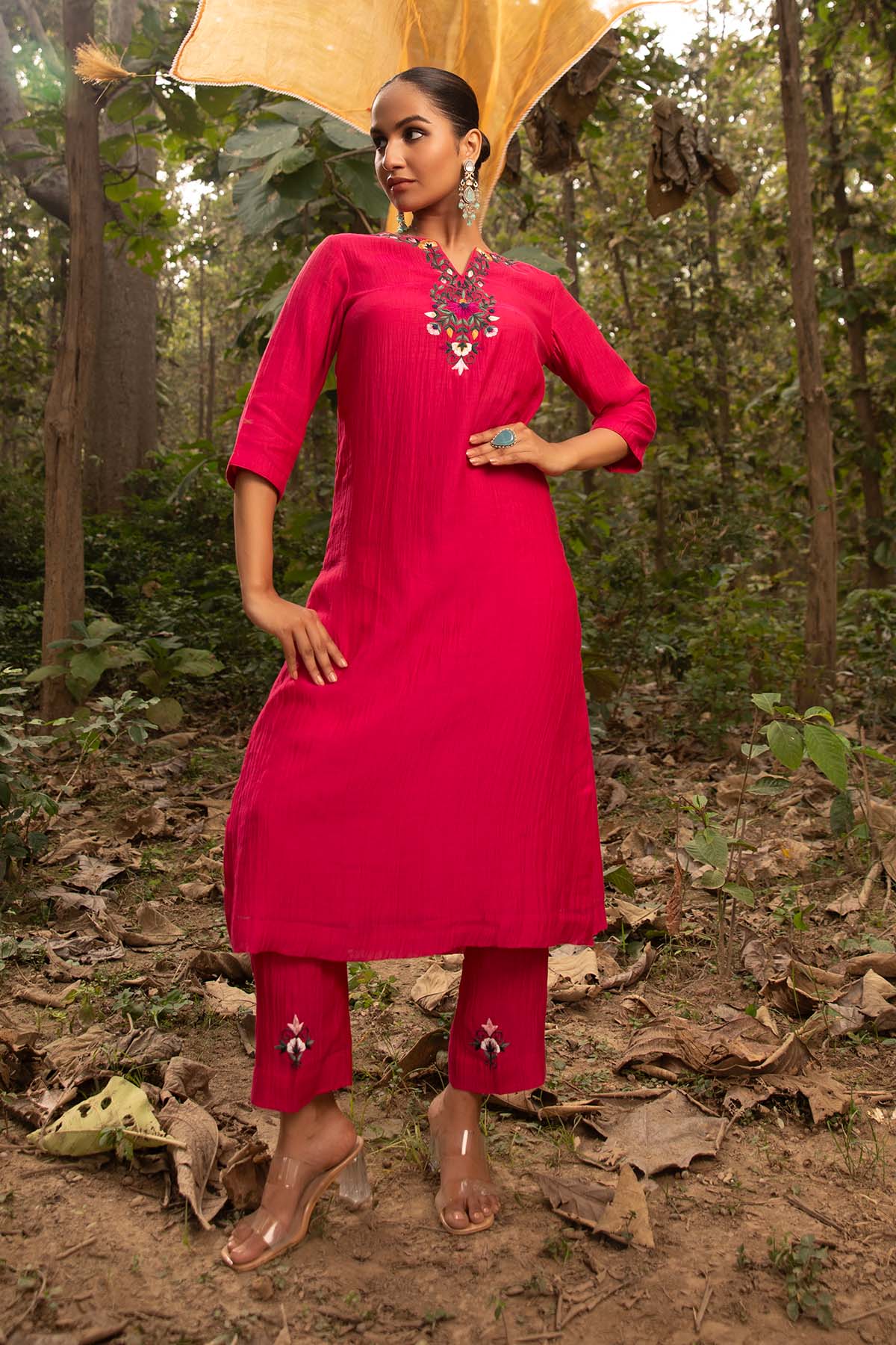 Buy Fuchsia Embroidered Kurta Set by Richa Chhabra Malhotra for women online at ScrollnShops