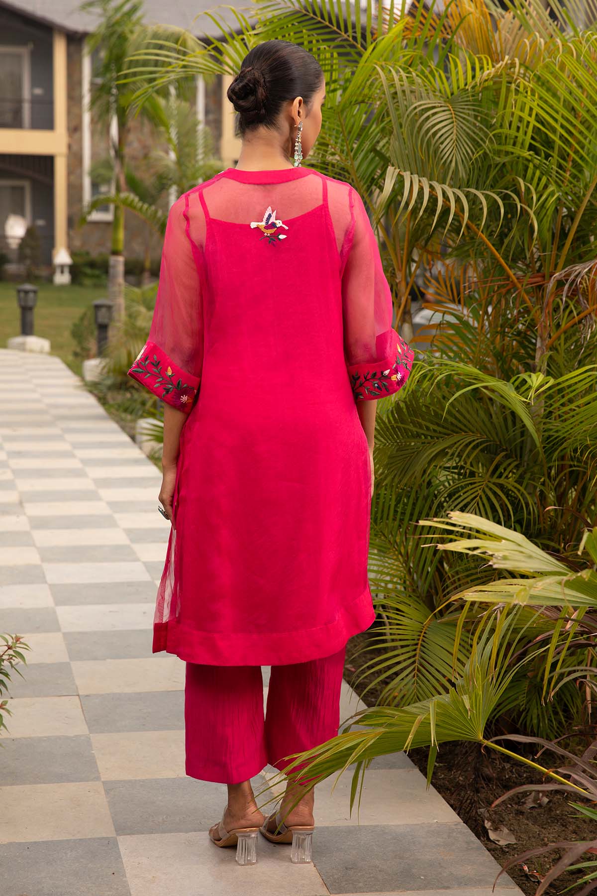 Fuchsia Embroidered Tunic Set