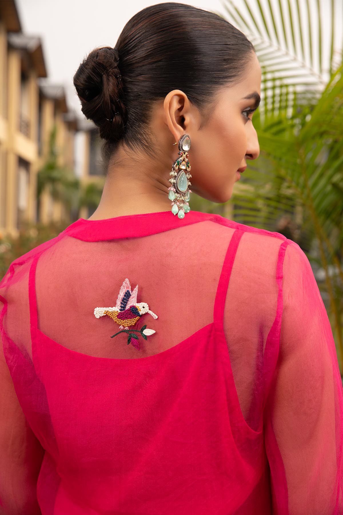 Fuchsia Embroidered Tunic Set