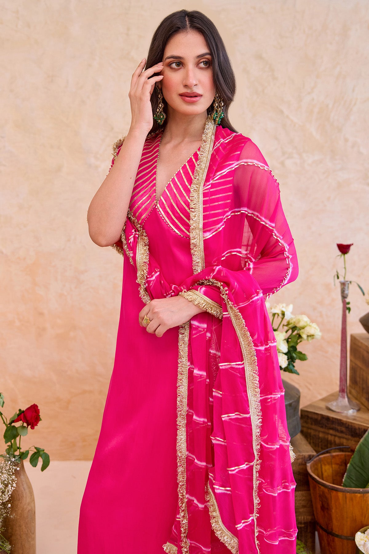 Fuchsia Gota Patti Kurta Set