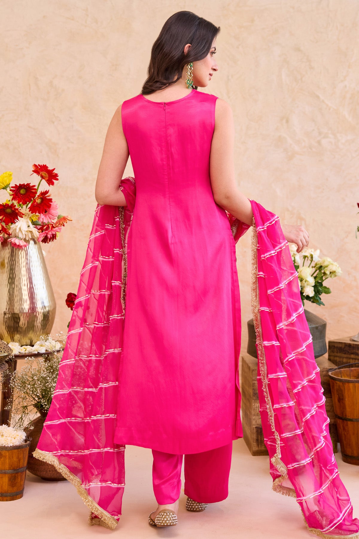 Fuchsia Gota Patti Kurta Set