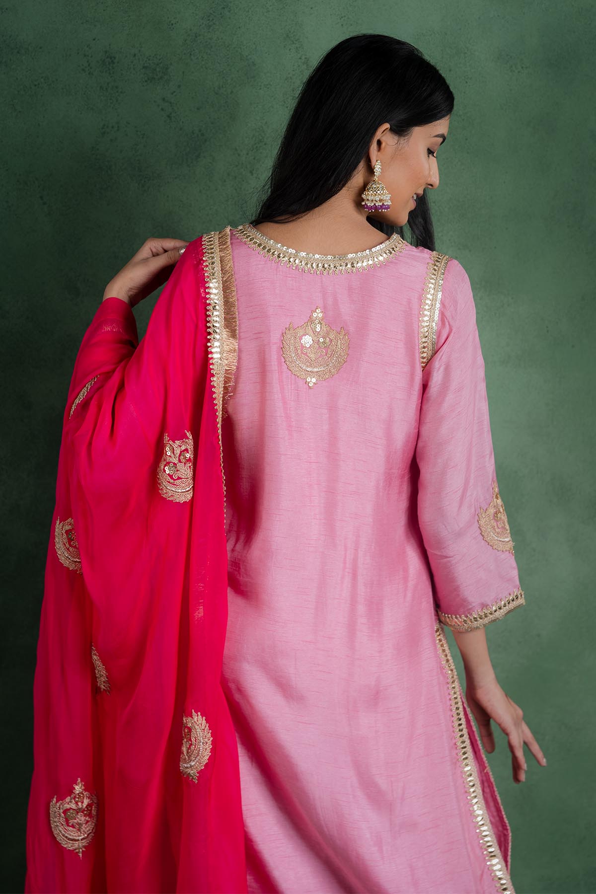 Fuchsia Lace Embellished Dupatta