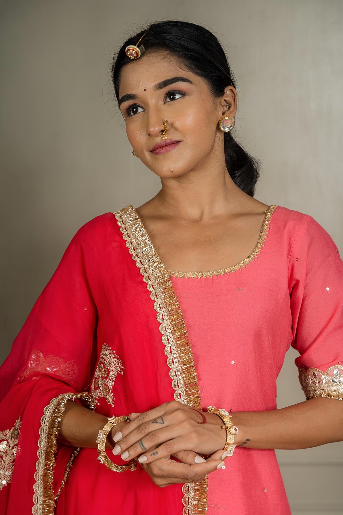 Fuchsia Lacework Sharara Set