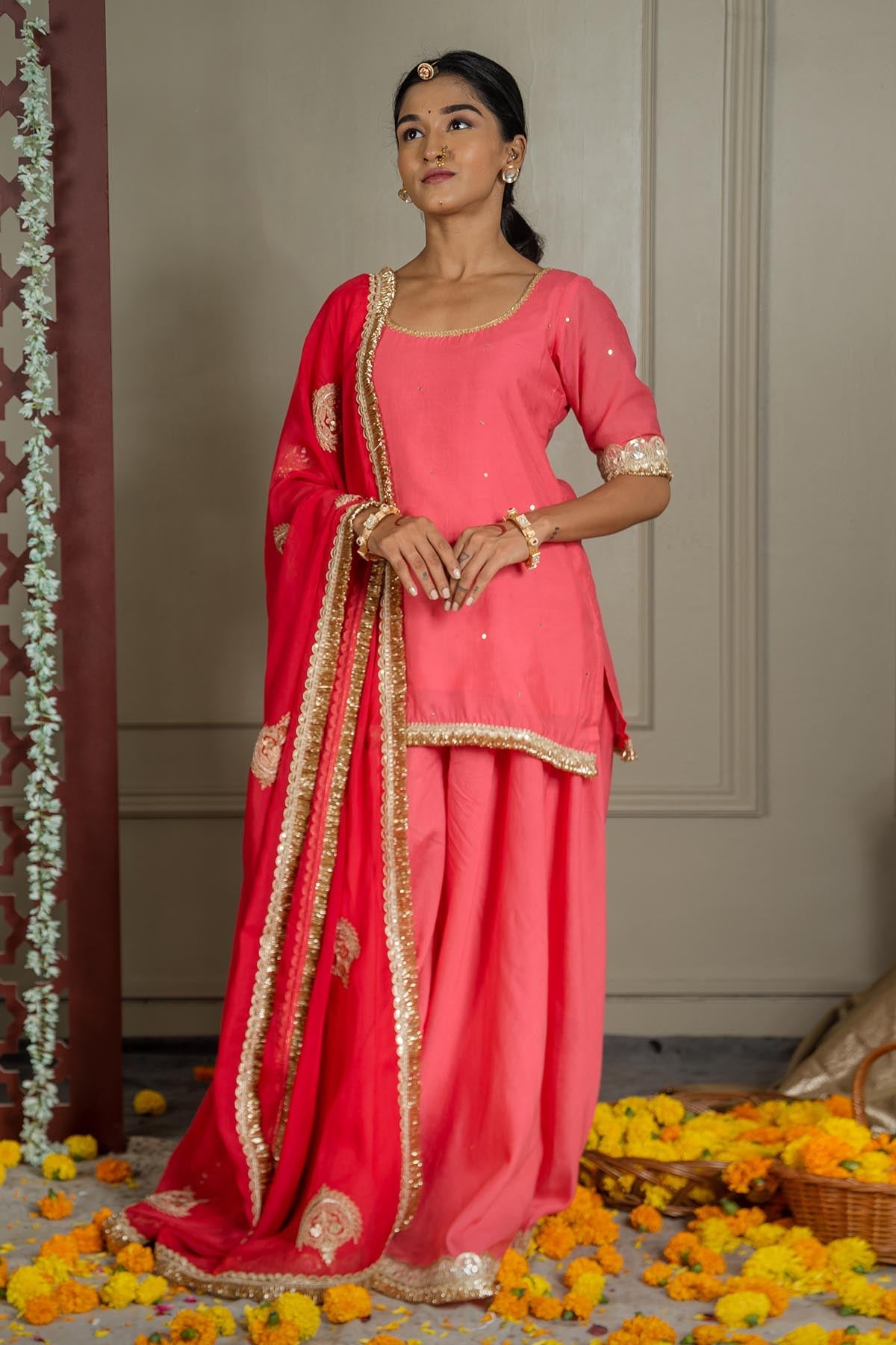 Buy Fuchsia Lacework Sharara Set by Shop Gulmohar for women online at ScrollnShops