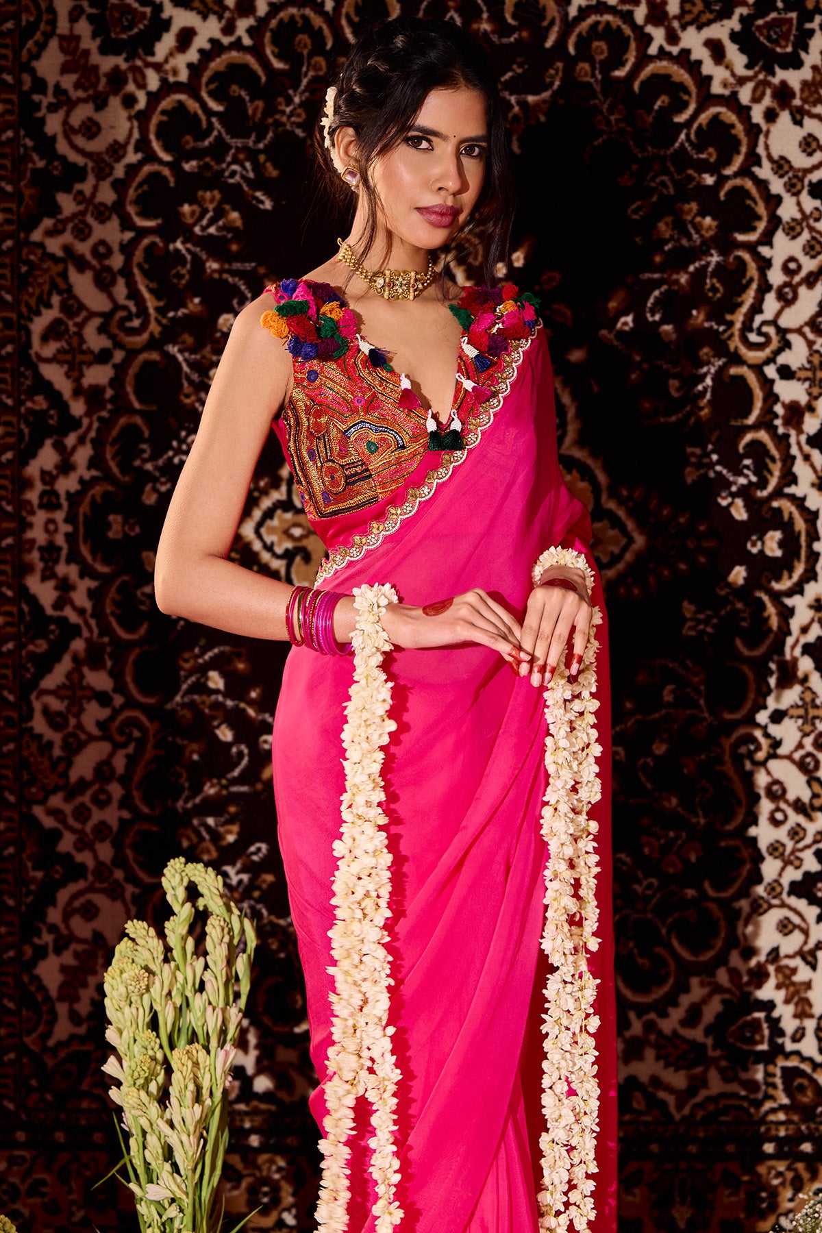 Fuchsia Marodi Saree & Blouse