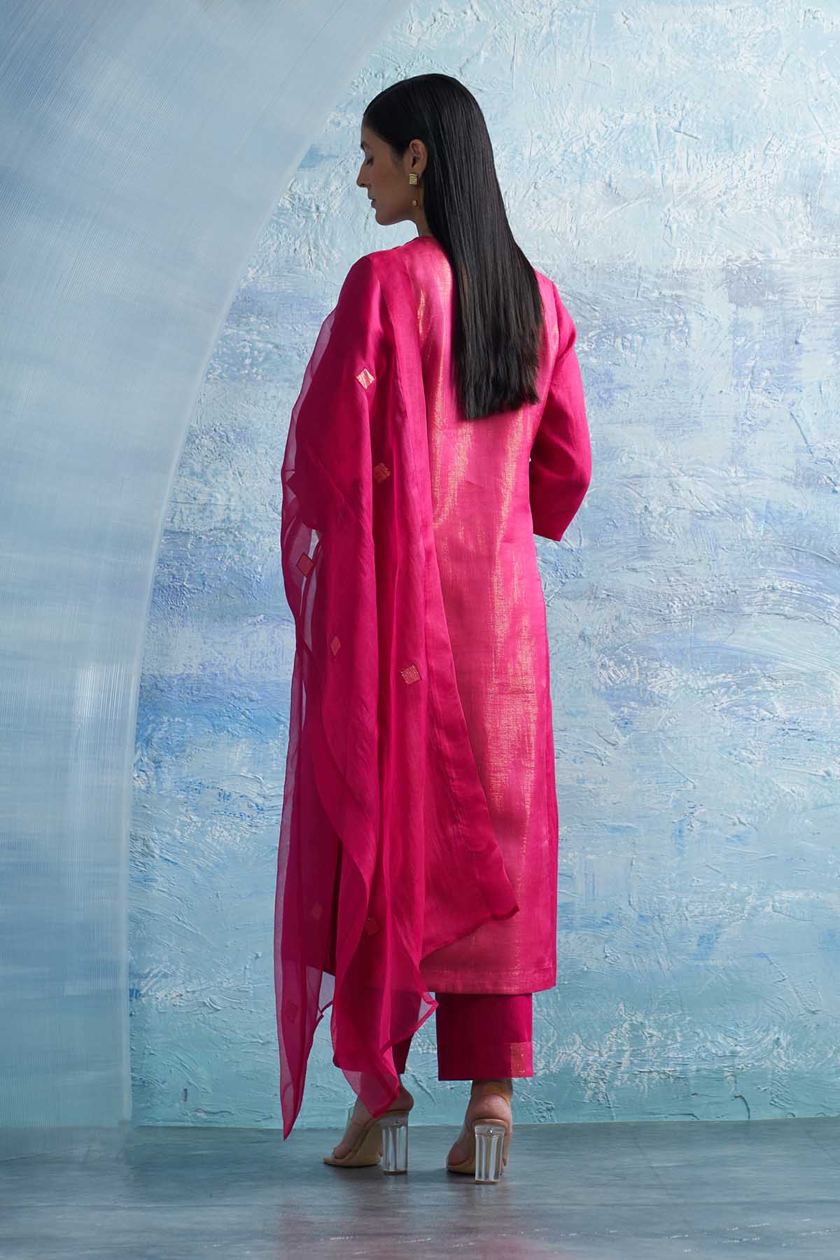 Fuchsia Notch Neck Kurta Set