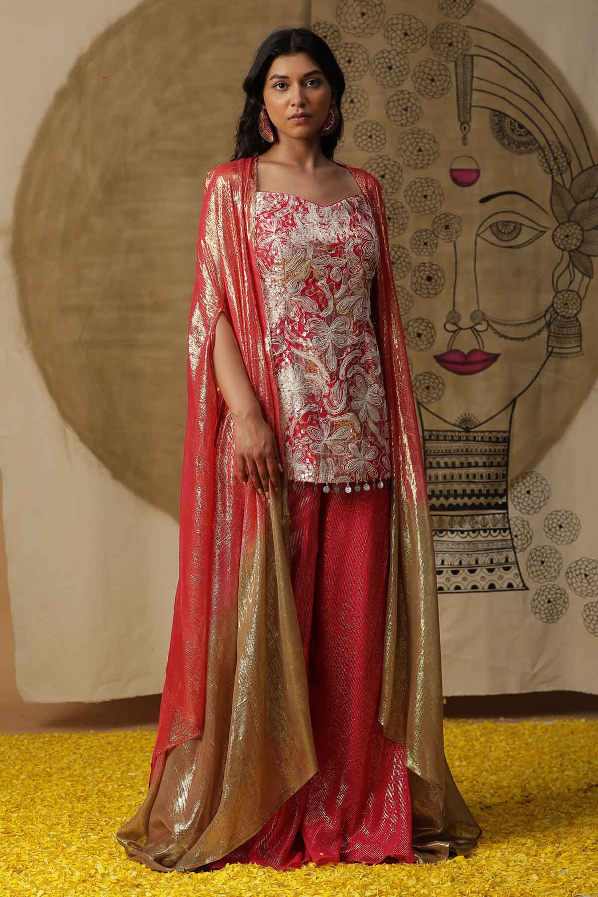 Buy Arpita SulakshanaFuchsia Pink Georgette Kurta Set