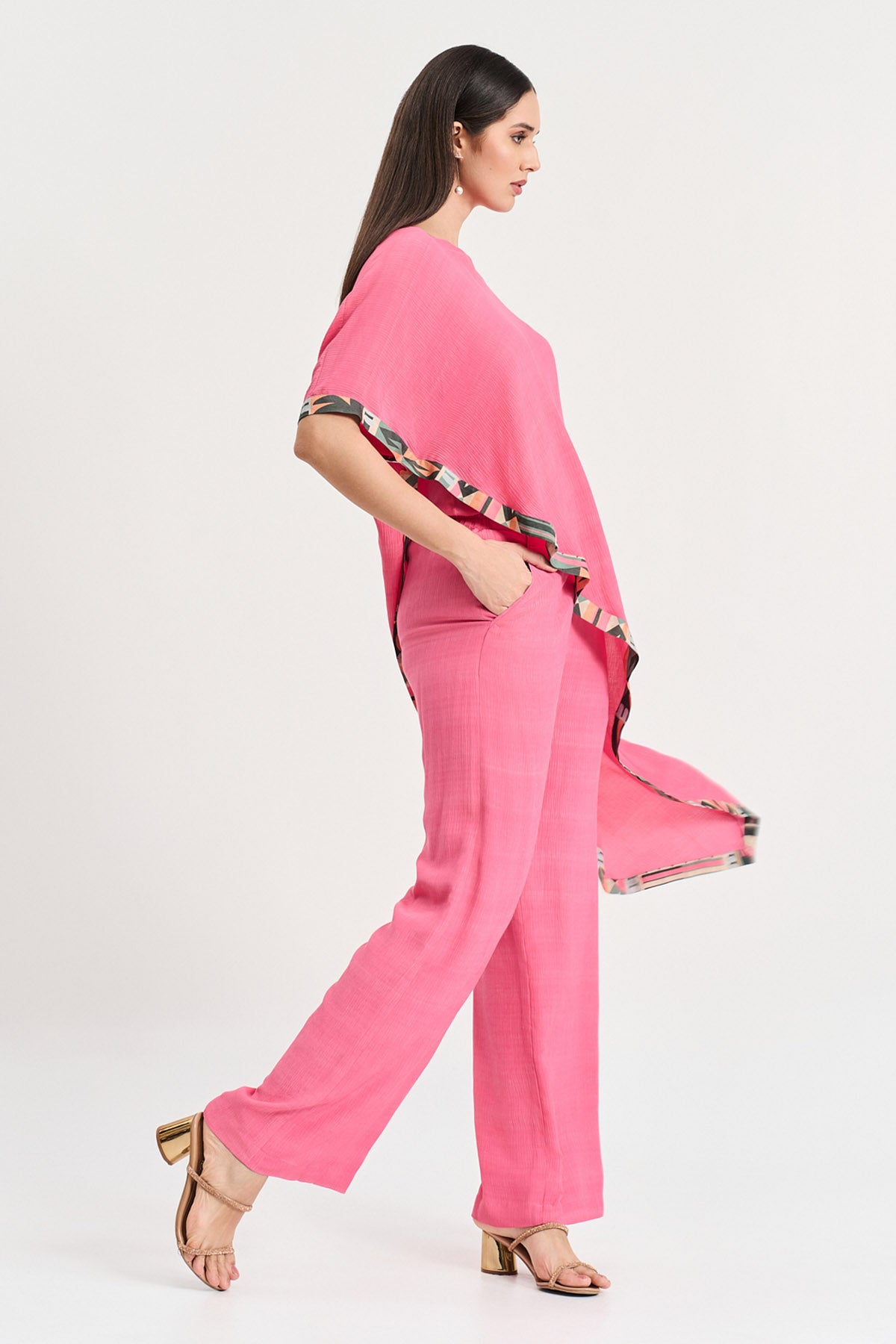 Fuchsia Pink Short Kaftan Set