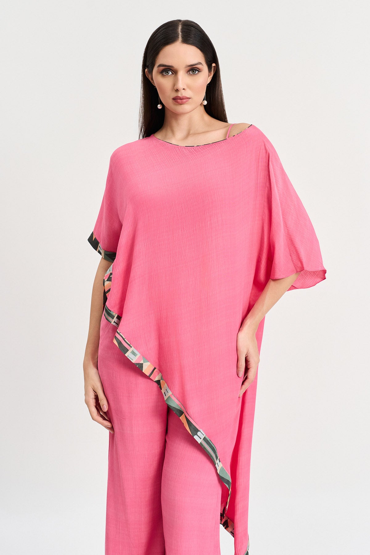 Fuchsia Pink Short Kaftan Set