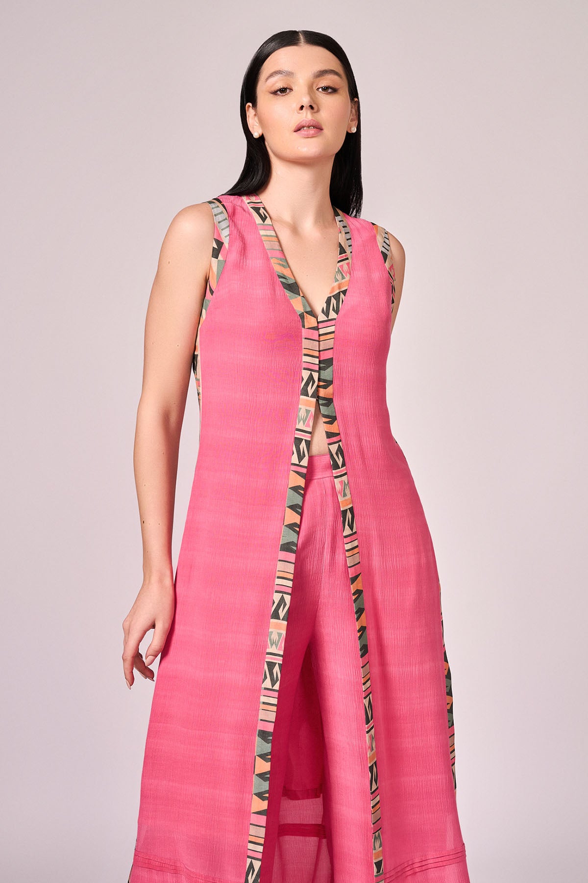 Fuchsia Pink Slit Kurta & Pants
