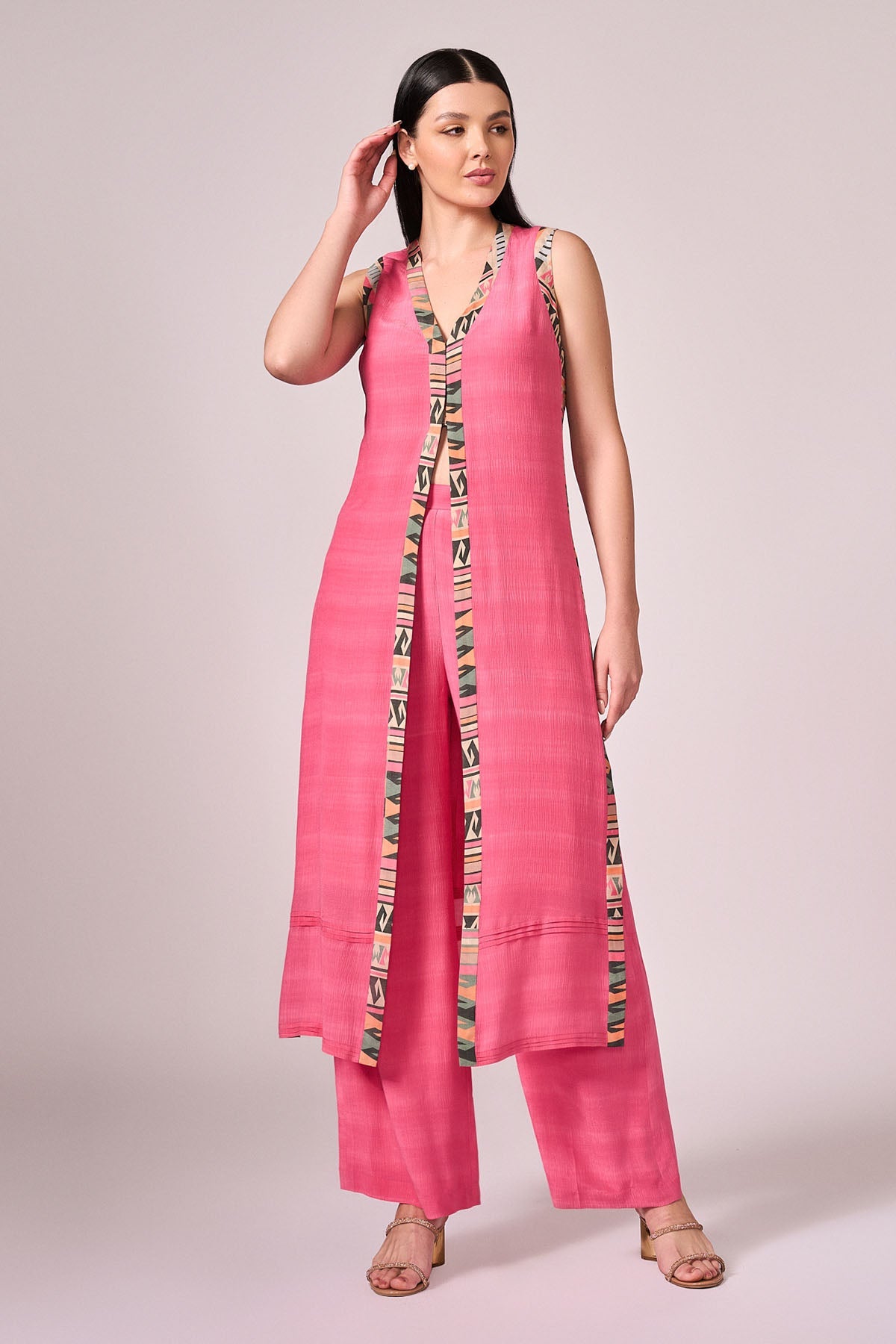 Buy Fuchsia Pink Slit Kurta & Pants by Koswi for women online at ScrollnShops