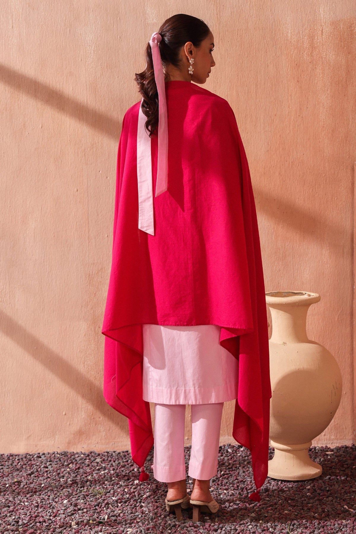 Buy Fuchsia Pink Tassel Dupatta by Seema Nanda for women online at ScrollnShops