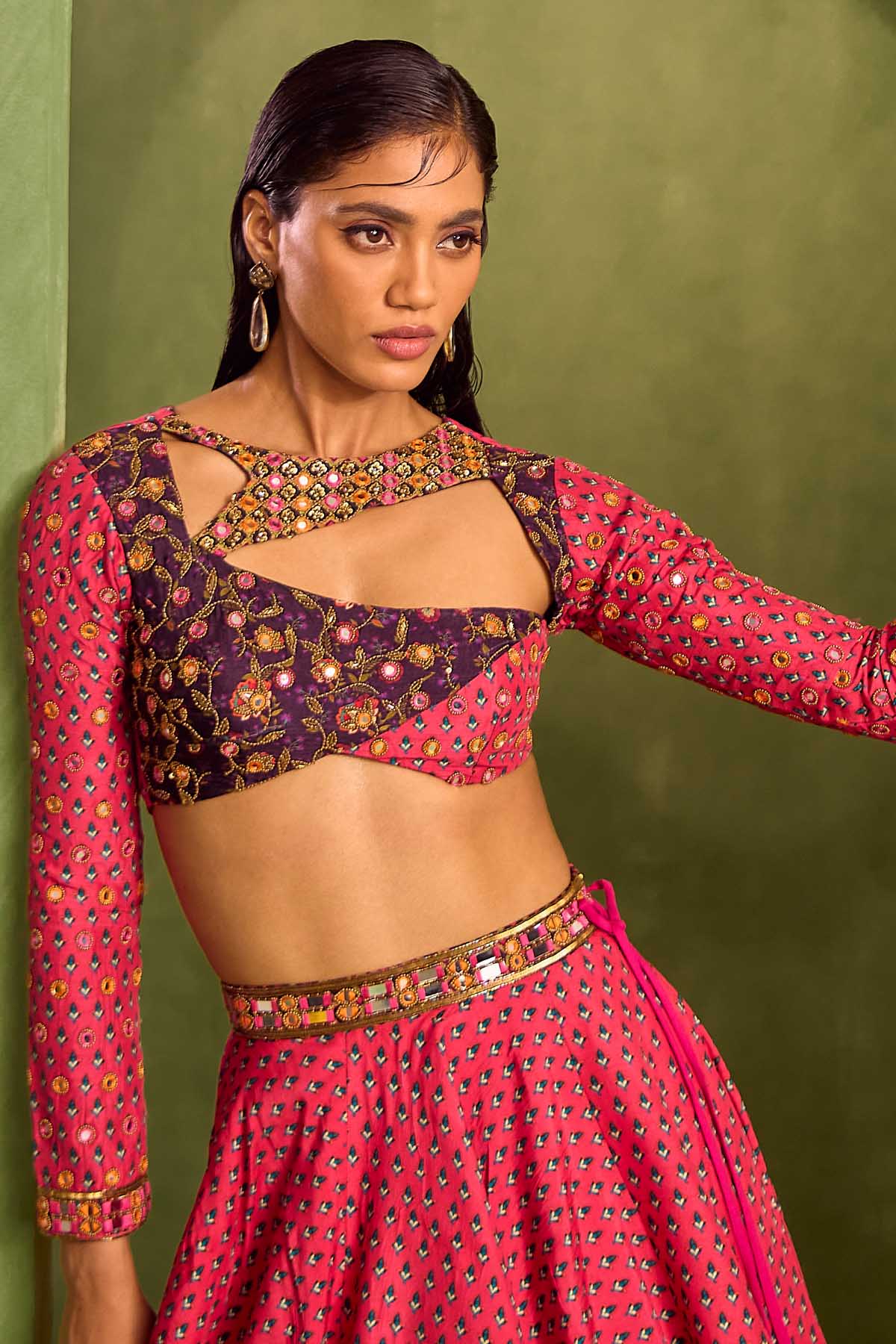 Fuchsia Printed Lehenga Set