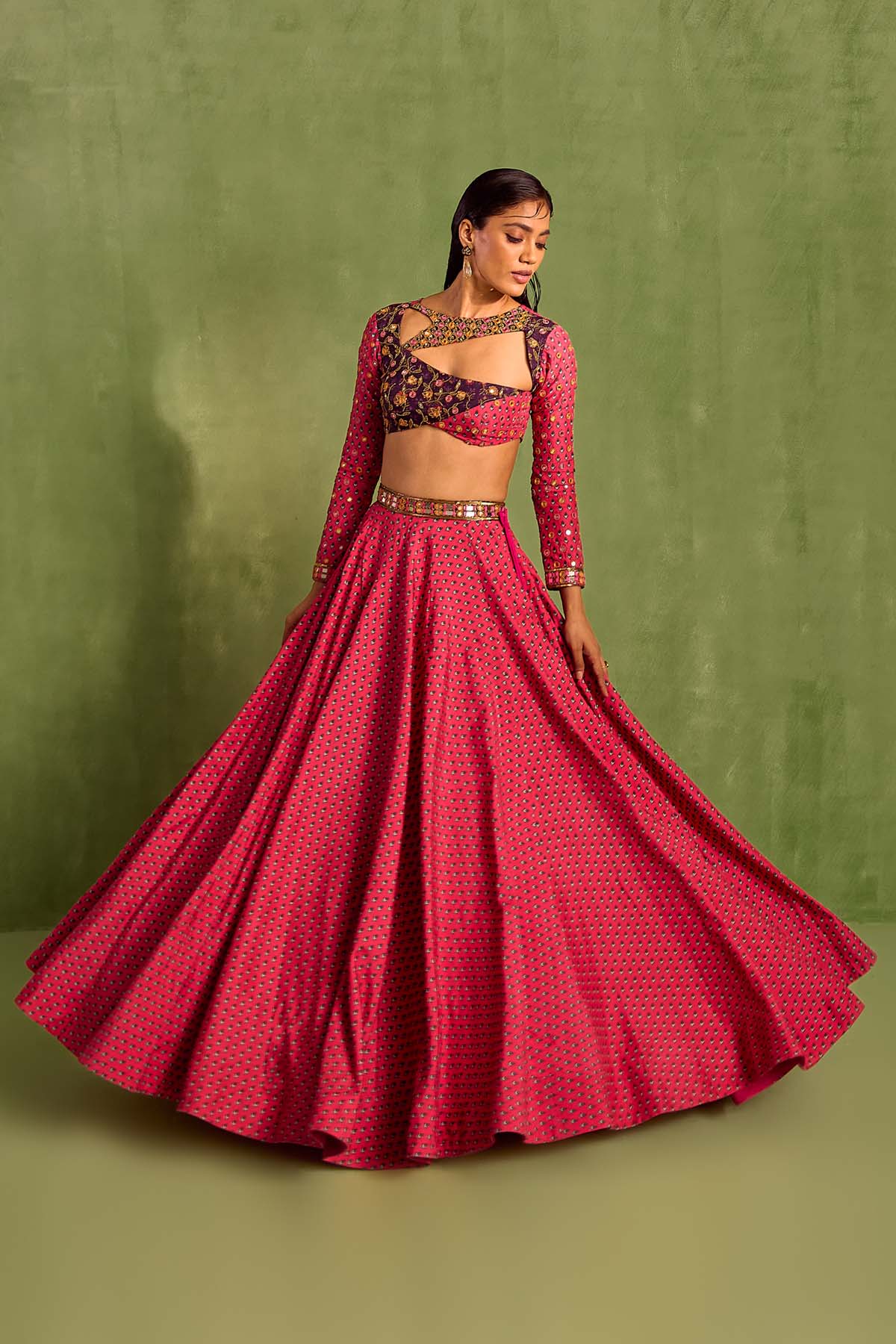 Fuchsia Printed Lehenga Set