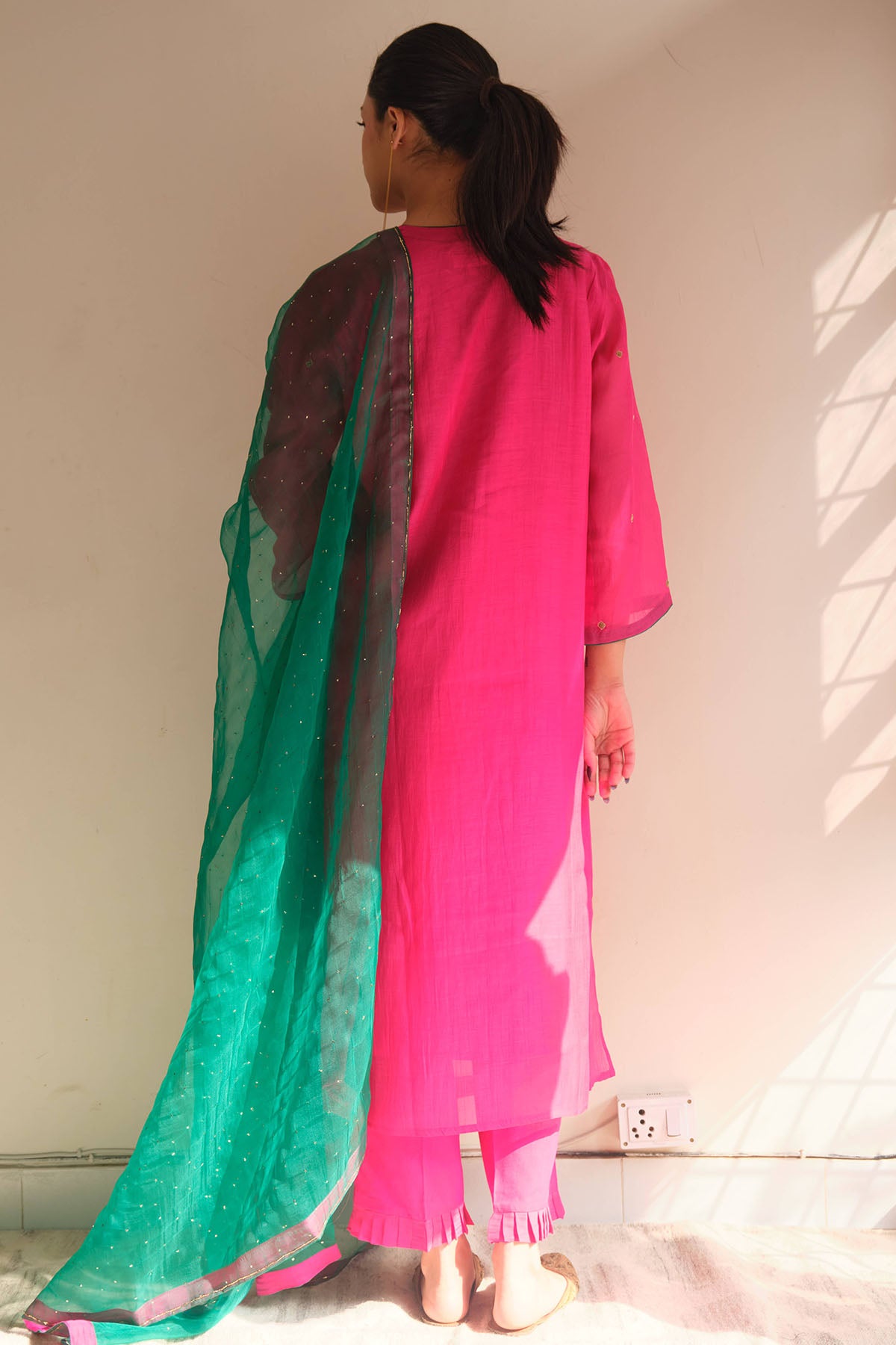 Fuchsia Resham & Zari Kurta Set