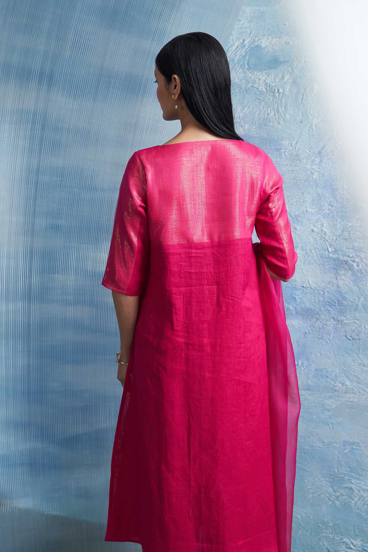 Fuchsia Round Neck Kurta Set