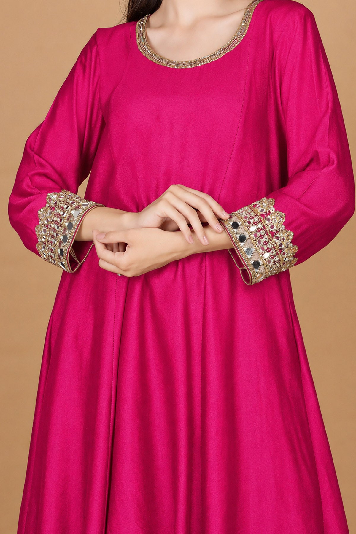 Fuchsia Self Katan Kurta Set