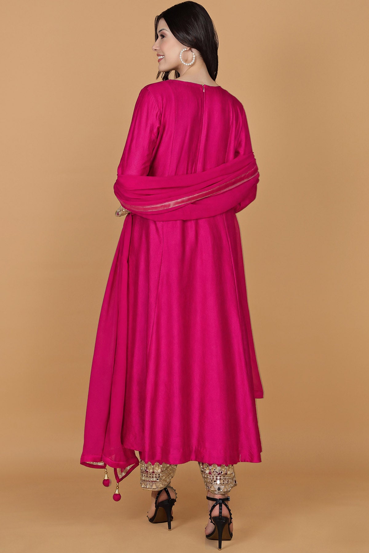 Fuchsia Self Katan Kurta Set