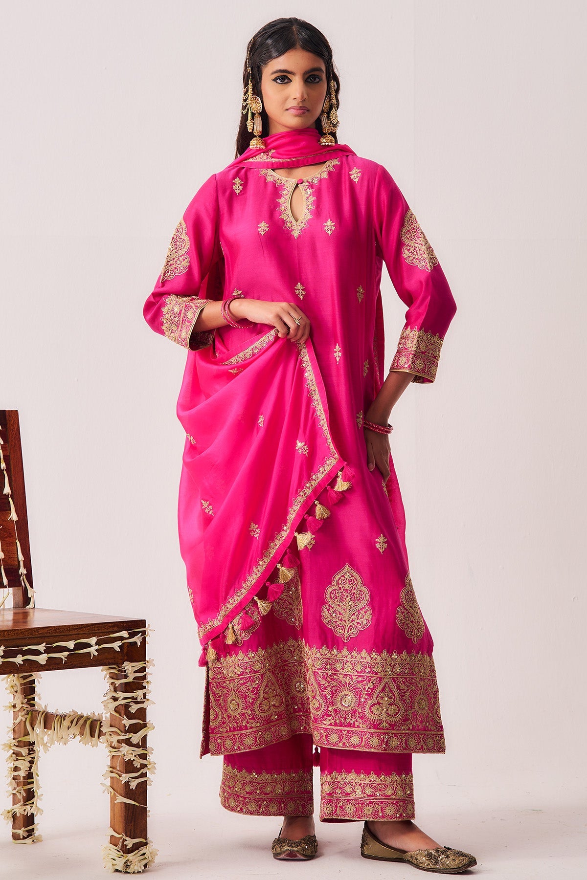 Buy Fuchsia Sequins Kurta & Pants for Women by WABI SABI available online at ScrollnShops