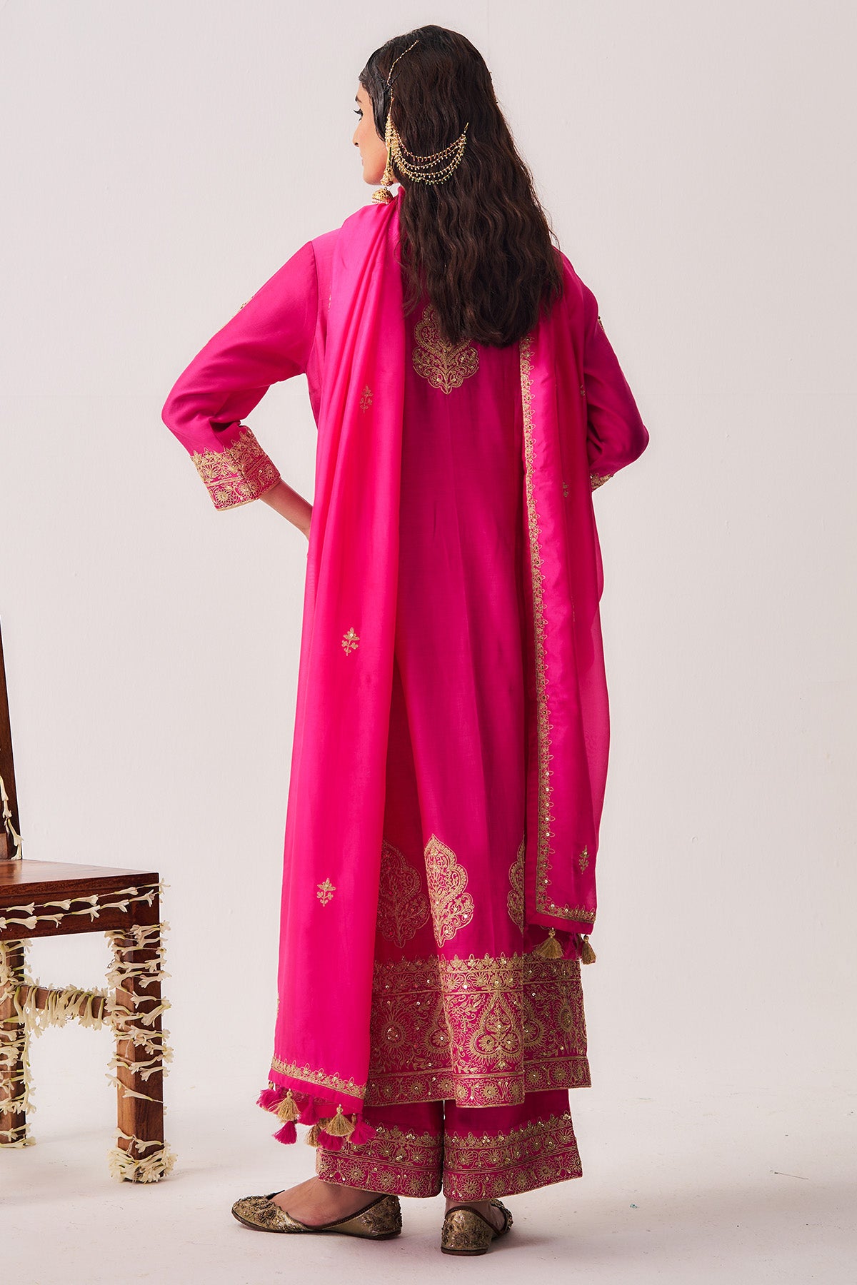 Fuchsia Sequins Kurta & Pants