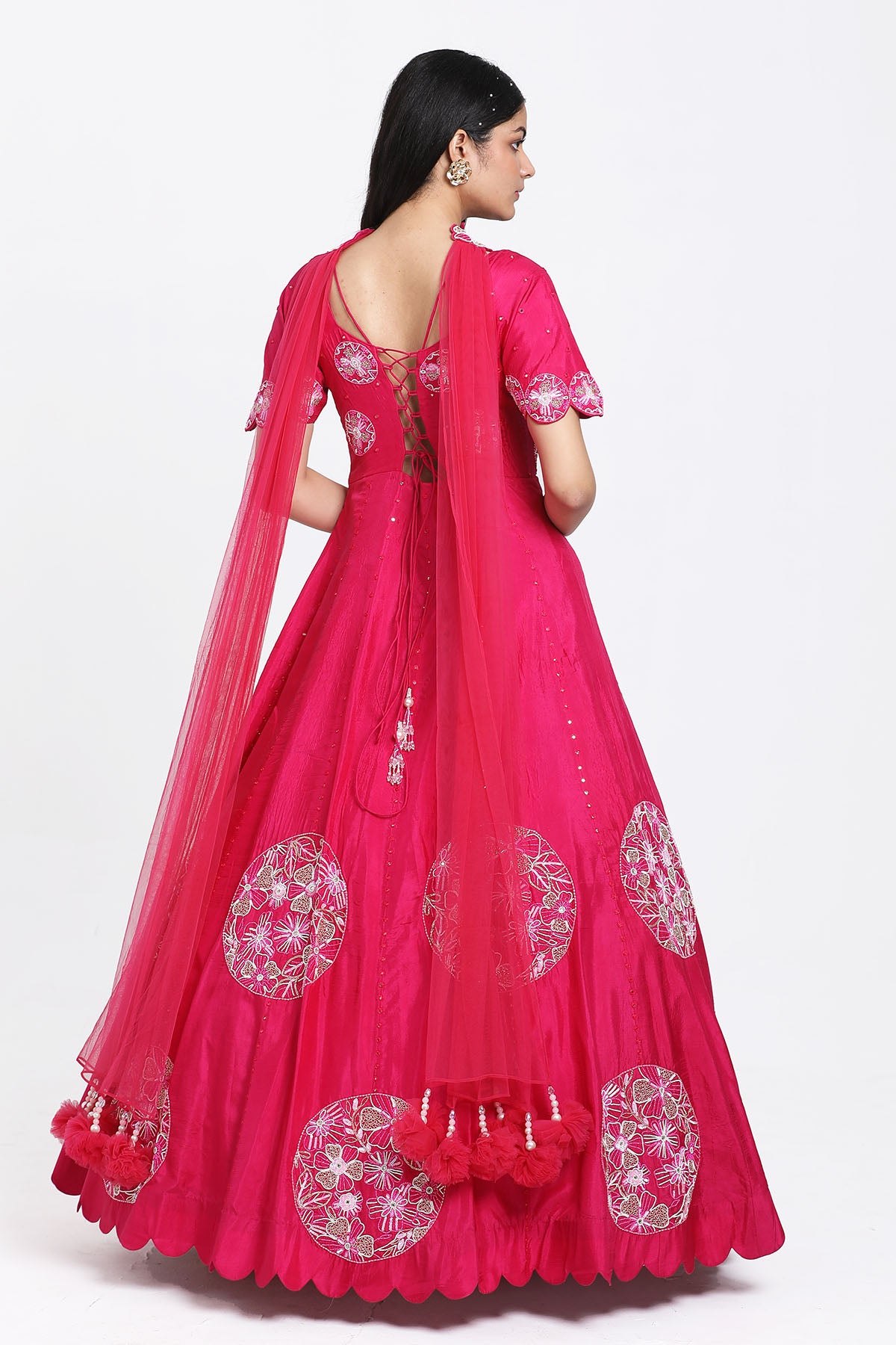 Fuchsia Thread Work Anarkali Set