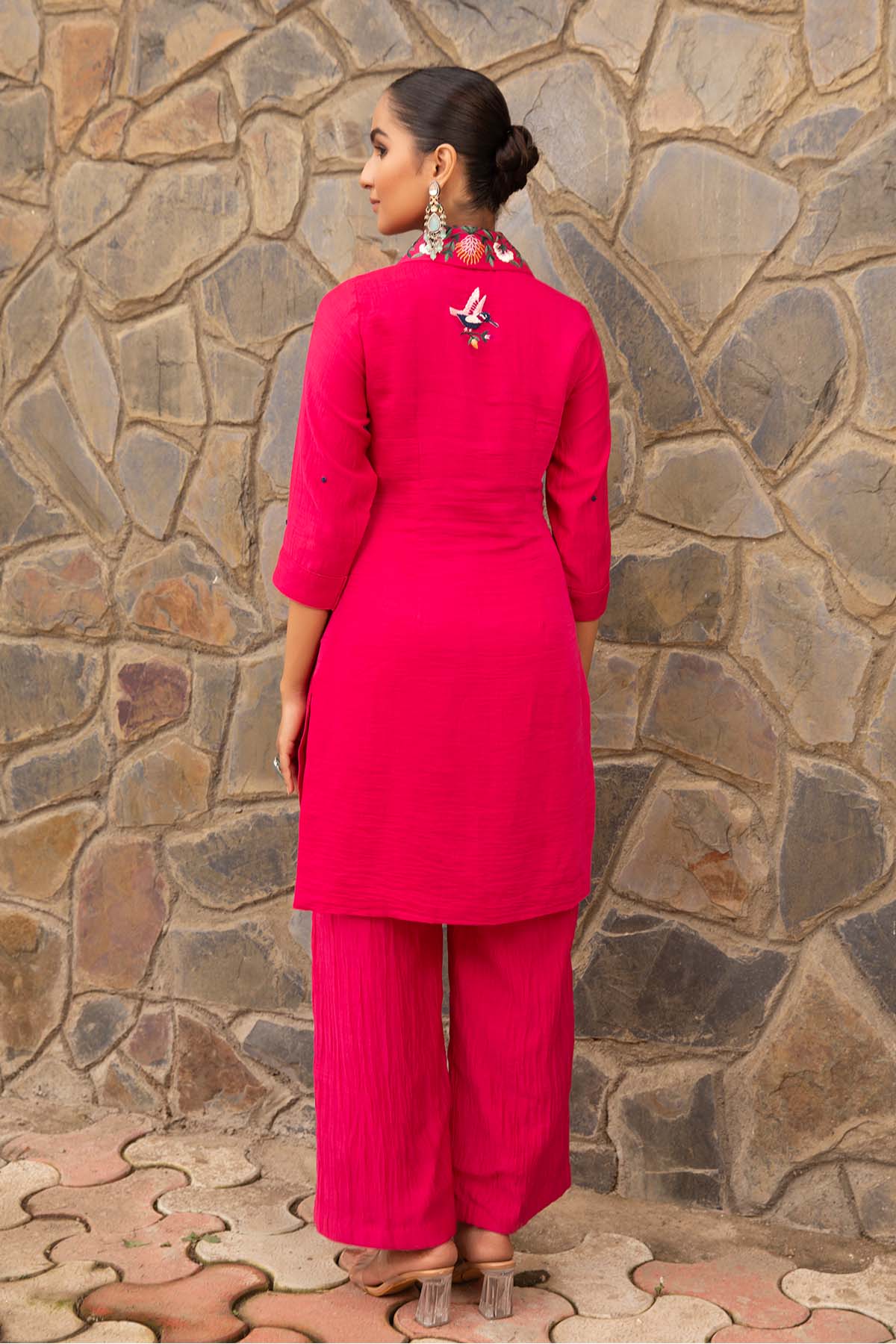 Fuchsia Thread Work Tunic Set