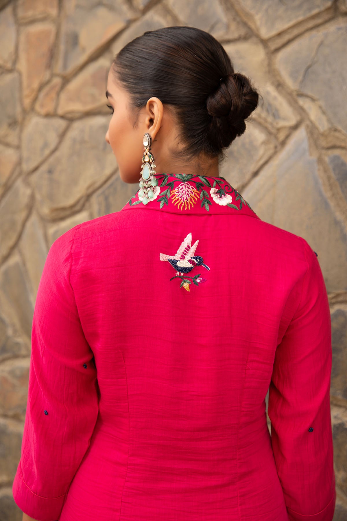 Fuchsia Thread Work Tunic Set