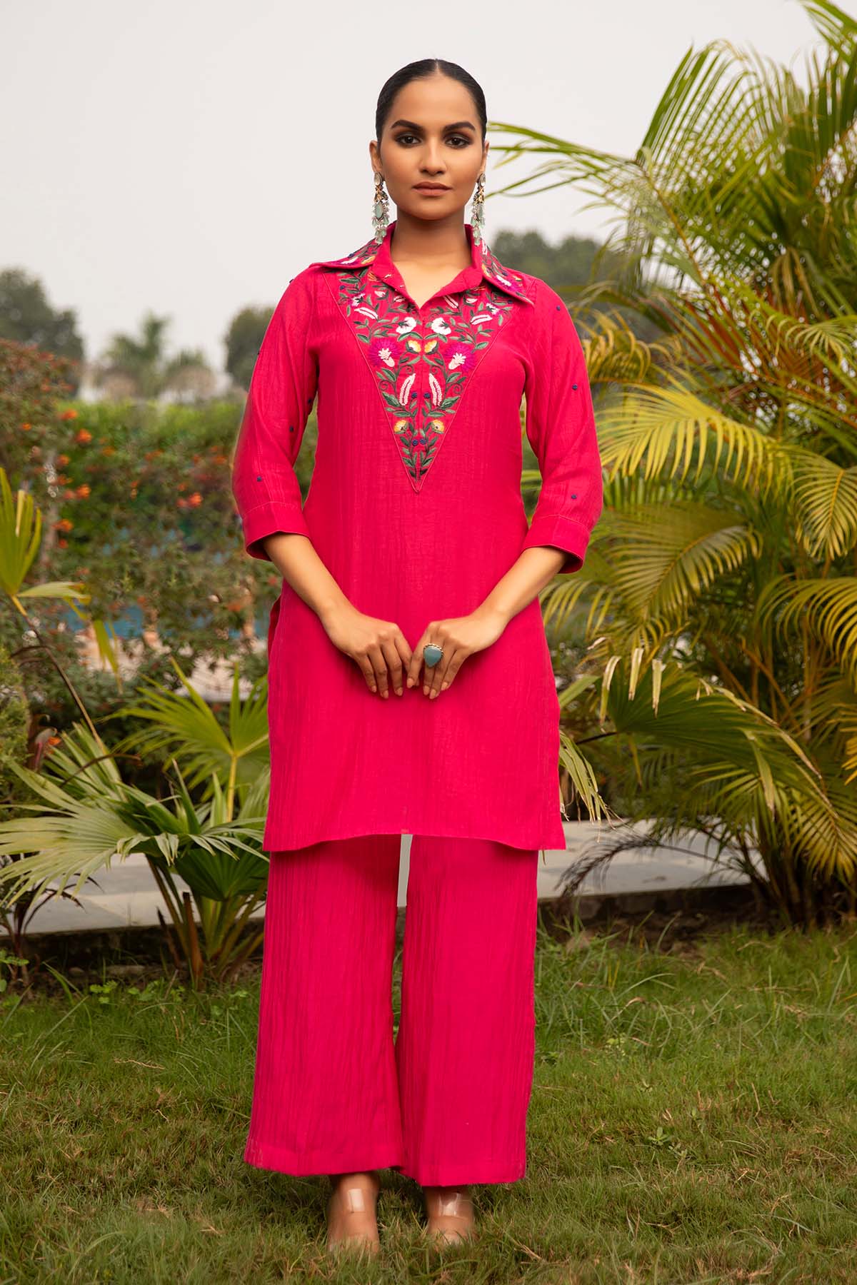 Buy Fuchsia Thread Work Tunic Set by Richa Chhabra Malhotra for women online at ScrollnShops