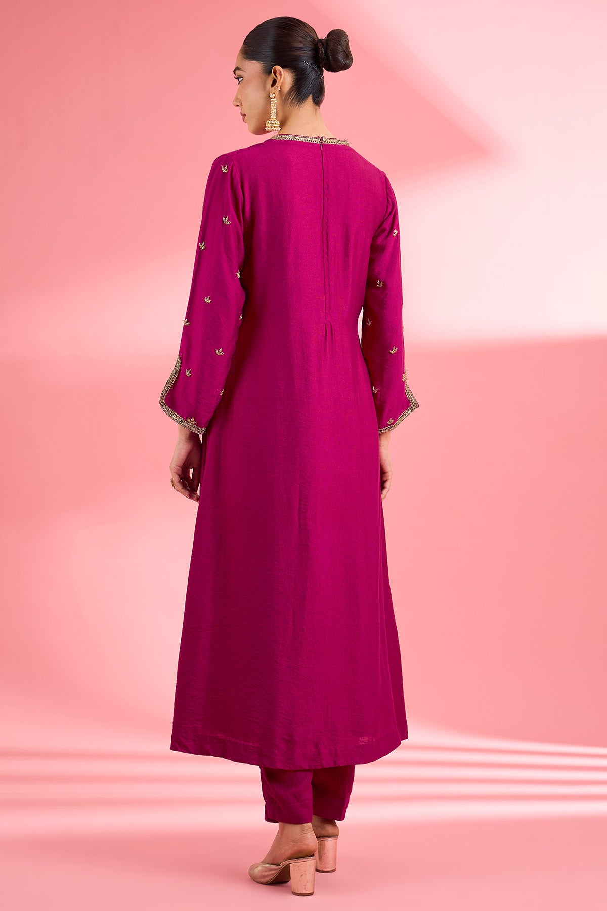Fuchsia Zari & Dabka Kurta Set