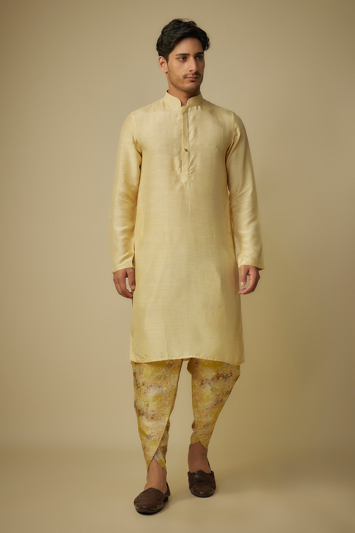 Buy Full Sleeves Yellow Kurta Set by Masumi Mewawalla for men online at ScrollnShops