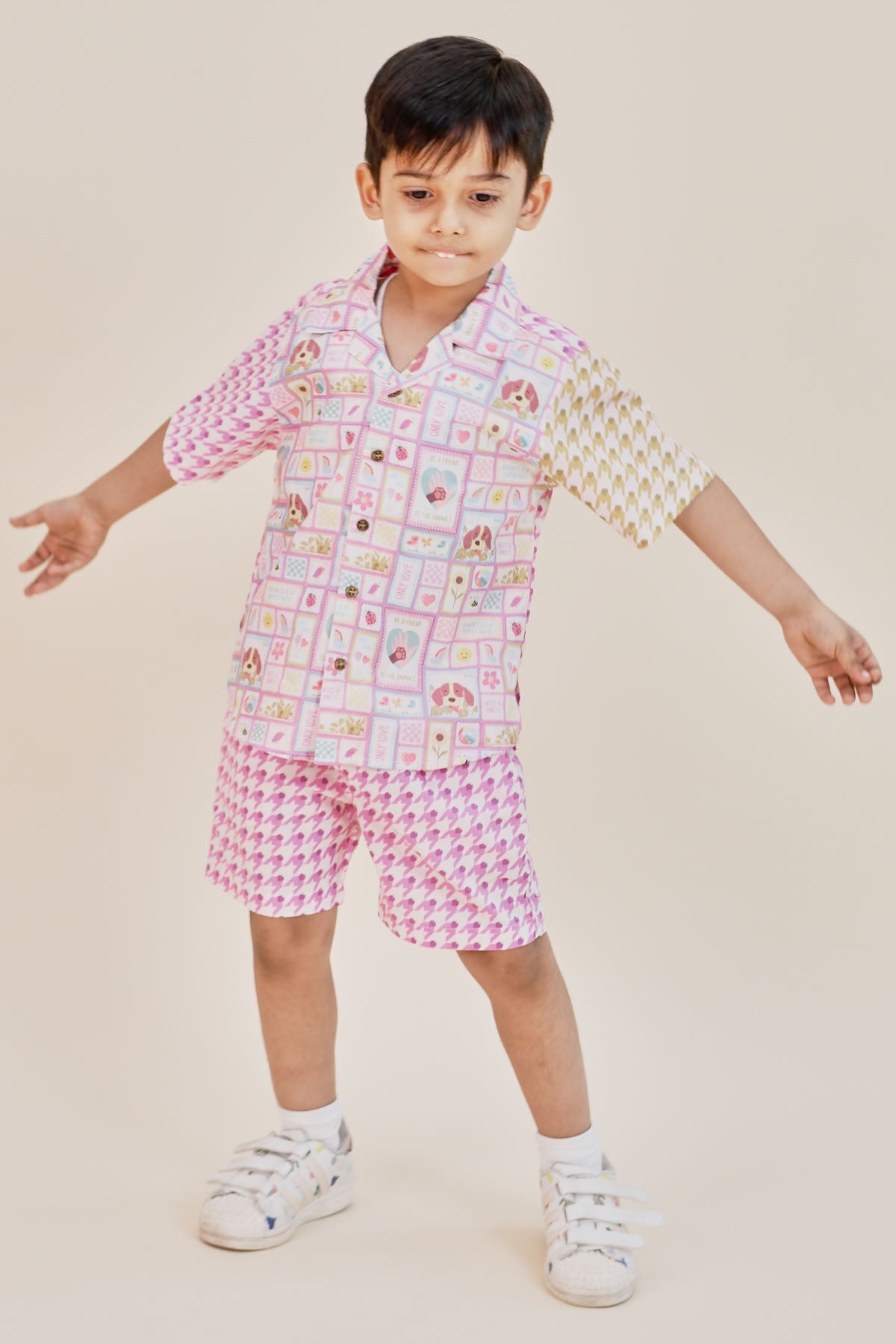Designer Little Shiro Funky Print Shirt & Shorts Set For Kids (Boys & Girls) Available online at ScrollnShops
