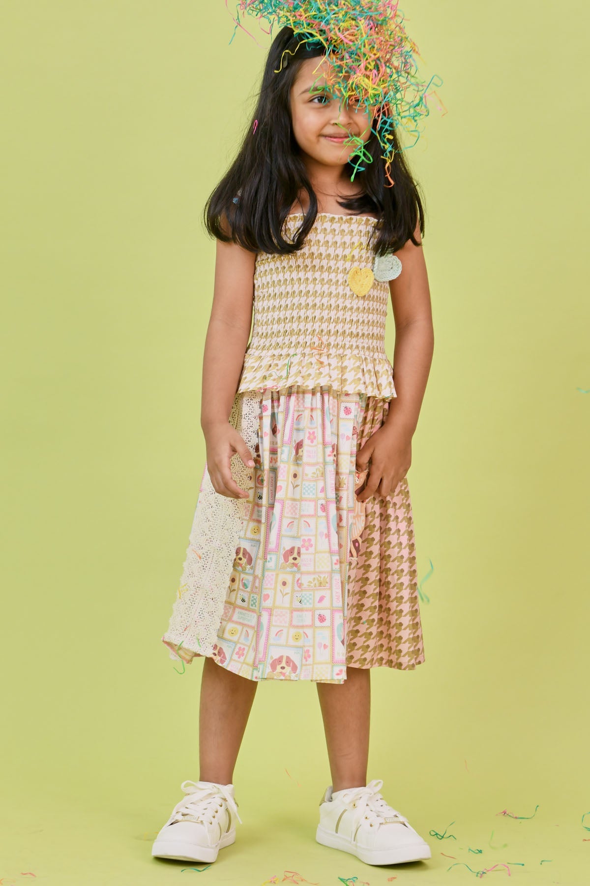 Designer Little Shiro Funky Printed Smocked Dress For Kids (Boys & Girls) Available online at ScrollnShops
