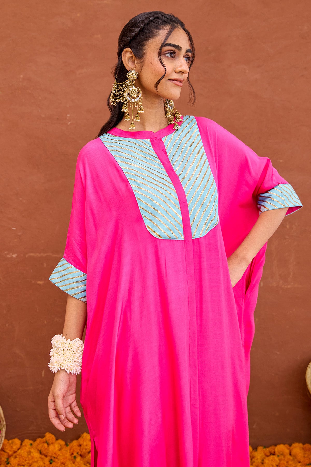 Fuschsia Pink Silk Kurta & Pant