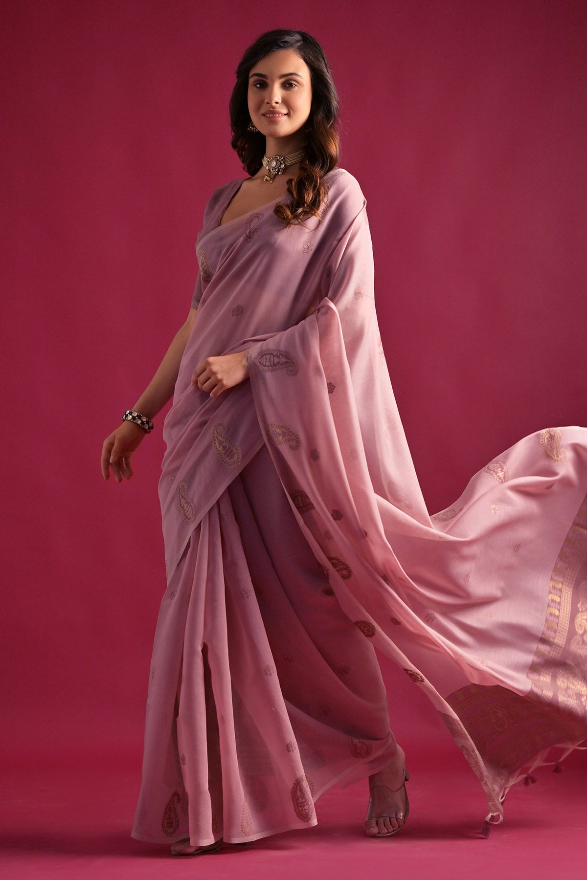 Gajri Keri Weaving Work Saree