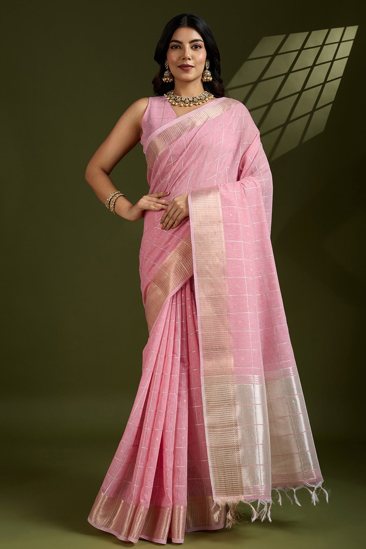 Buy Gajri Soft Silk Saree & Blouse for Women Online available at ScrollnShops
