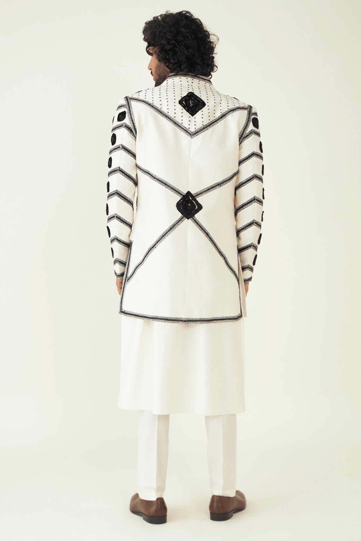 Geometric Resham Jacket Kurta Set